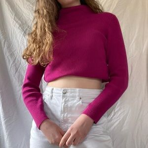 Kim Rogers magenta pink purple turtleneck sweater top size medium ribbed cute
